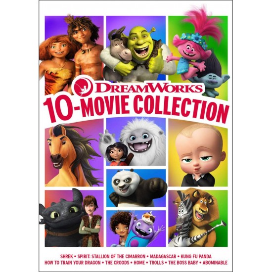 Dreamworks 10 Movie Collection ( Box 10 Br) (spirit,shrek,baby Boss,trools )